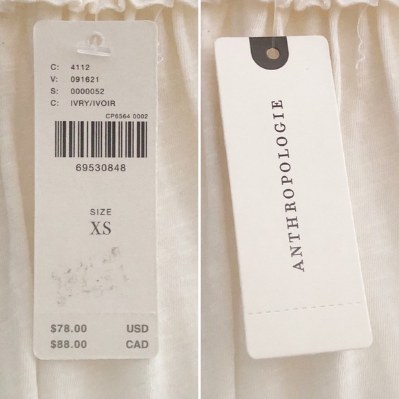 NWT By Anthropologie Smocked Puff-Sleeve Knit Top in Ivory Size XS - Picture 14 of 16